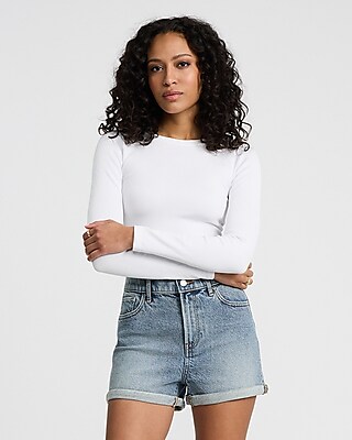 High Waisted Light Wash Rolled Vintage Jean Shorts