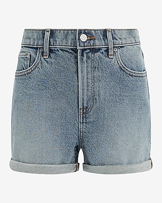 High Waisted Light Wash Rolled Vintage Jean Shorts