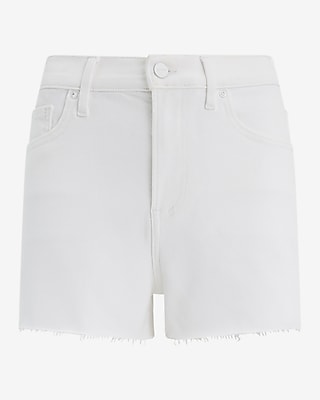 High Waisted White Raw Hem Vintage Jean Shorts