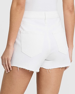 High Waisted White Raw Hem Vintage Jean Shorts