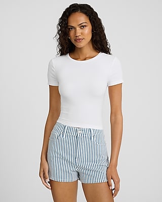 High Waisted Striped Vintage Jean Shorts