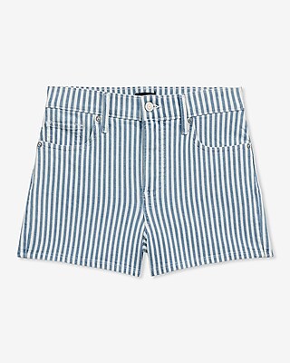 High Waisted Striped Vintage Jean Shorts - image 5