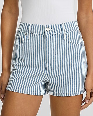 High Waisted Striped Vintage Jean Shorts - image 2