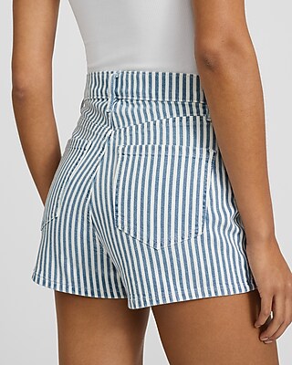 High Waisted Striped Vintage Jean Shorts - image 4