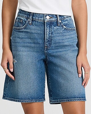 High Waisted Medium Wash Loose Jean Shorts