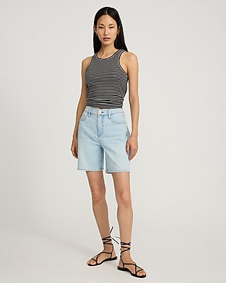 Mid Rise Light Wash Loose Jean Shorts