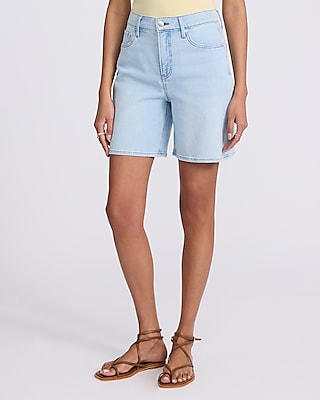 Mid Rise Light Wash Loose Jean Shorts