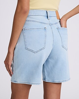 Mid Rise Light Wash Loose Jean Shorts