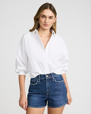 High Waisted Dark Wash Mom Jean Shorts