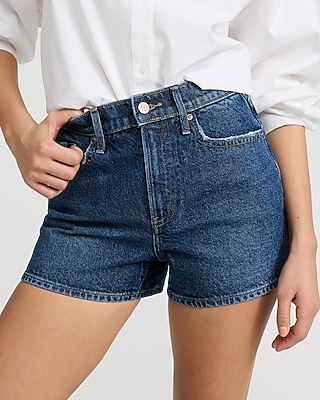 High Waisted Dark Wash Mom Jean Shorts