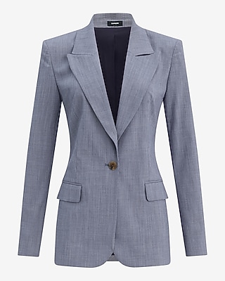 Long Slim One Button Stretch Blazer