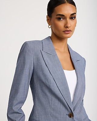 Long Slim One Button Stretch Blazer