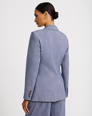 Long Slim One Button Stretch Blazer