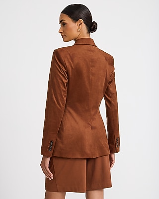 Faux Suede Long Slim Blazer