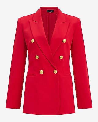 Double Breasted Long Slim Blazer in Signature Stretch