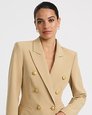 Double Breasted Long Slim Blazer Signature Stretch