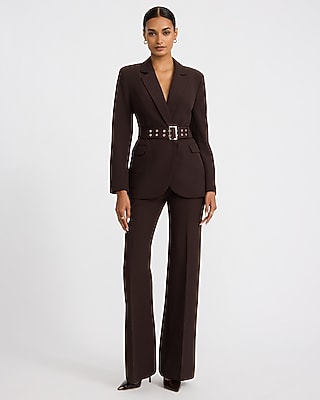 Notch Lapel Belted Blazer Signature Stretch