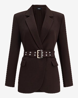 Notch Lapel Belted Blazer Signature Stretch