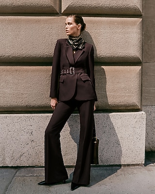 Notch Lapel Belted Blazer Signature Stretch
