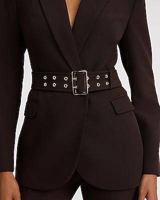 Notch Lapel Belted Blazer Signature Stretch
