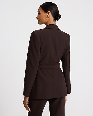 Notch Lapel Belted Blazer Signature Stretch