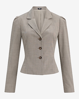 Mini Houndstooth Three Button Peplum Jacket