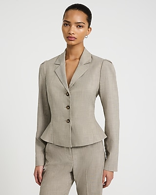 Mini Houndstooth Three Button Peplum Jacket