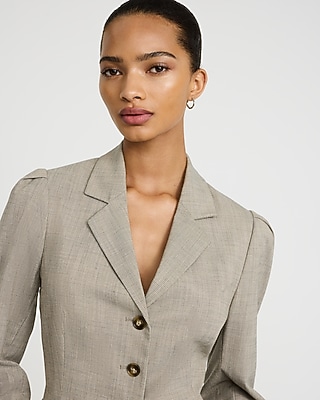 Mini Houndstooth Three Button Peplum Jacket