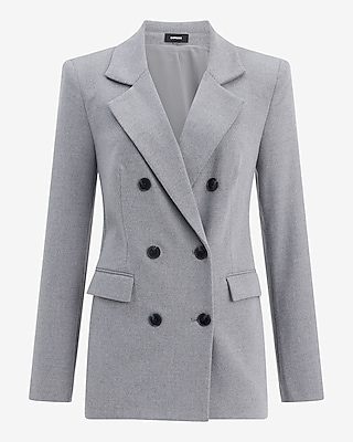 Flannel Double Breasted Pleated Back Blazer