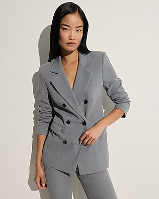 Flannel Double Breasted Pleated Back Blazer