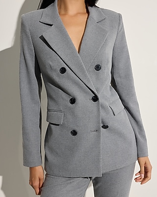 Flannel Double Breasted Pleated Back Blazer