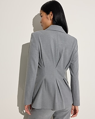 Flannel Double Breasted Pleated Back Blazer