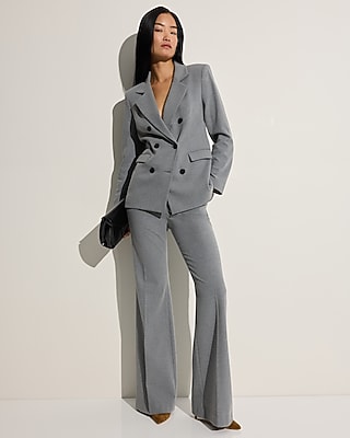 Flannel Double Breasted Pleated Back Blazer