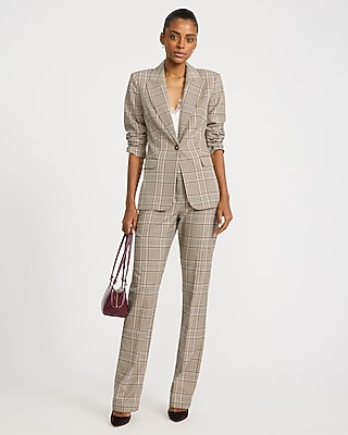 Plaid Long Slim Blazer