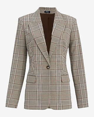 Plaid Long Slim Blazer
