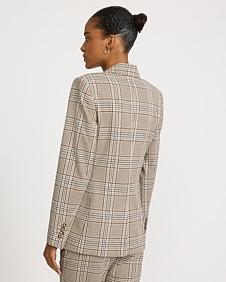 Plaid Long Slim Blazer