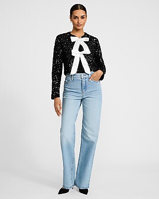 Sequin Crew Neck Bow Front Jacket - image 4