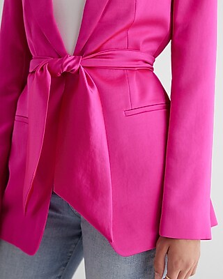 Satin Tie Waist Blazer | Express