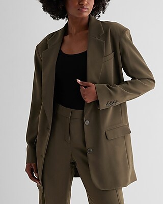 Oversized Boyfriend Blazer Green Women s M L