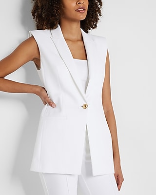 Sleeveless Peak Lapel One Button Blazer | Express