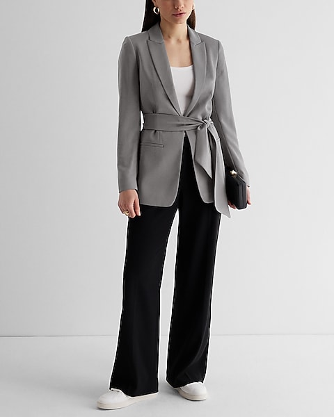 Satin Tie Waist Blazer | Express Satin Tie Waist Blazer | Express