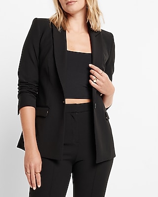 Skyheart - Plain One Buttoned Blazer / High Rise Bootcut Dress