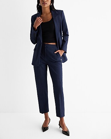 Women's Navy Blue Suit by SuitShop  Womens navy suit, Blazer outfits for  women, Blue suit jacket