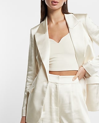 Satin One Button Blazer