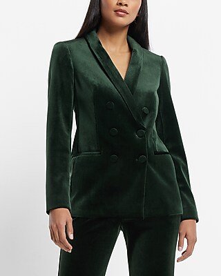 Velvet Double Breasted Shawl Collar Blazer Express