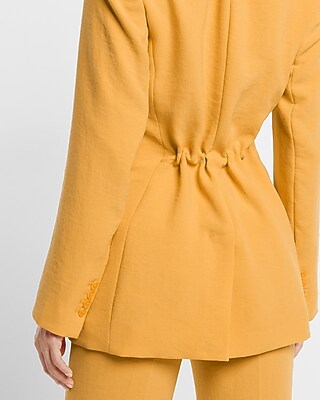 Twill One Button Cinched Boyfriend Blazer | Express