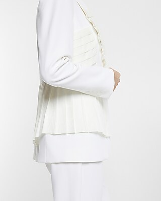 Bridal Ruffle Pleated Peplum Jacket White Women's XS