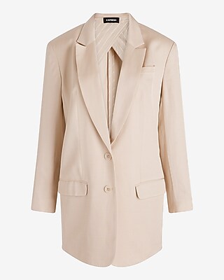 Linen-blend Oversized Boyfriend Blazer | Express