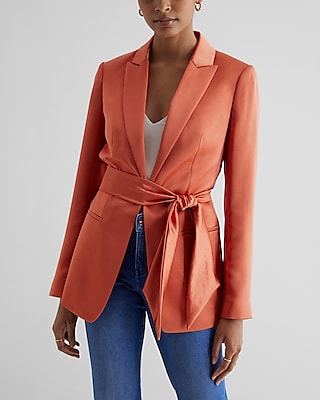 Satin Tie Waist Blazer | Express