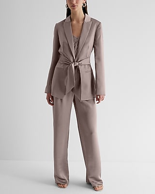 Satin Tie Waist Blazer